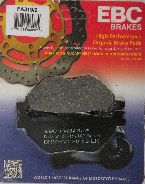 EBC 1 Pair FA Series Organic Replacement Brake Pads MPN FA319/2
