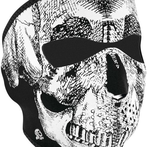 Zan Headgear Full Mask Neoprene Black & White Skull Face