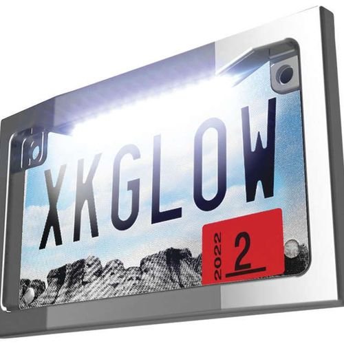 XK Glow LED License Plate Frame with White LED Chrome - XK034019-W