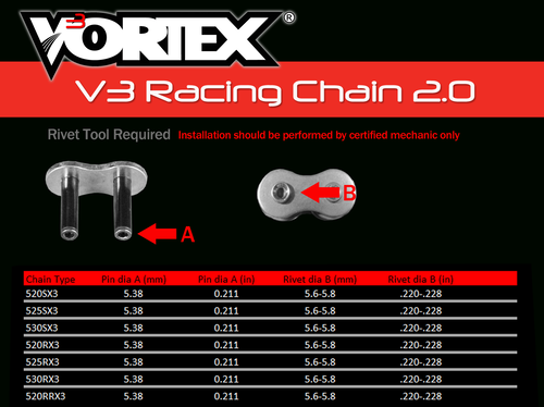 Vortex Black HFRS 520SX3-112 Chain and Sprocket Kit 15-45 Tooth - CK6349