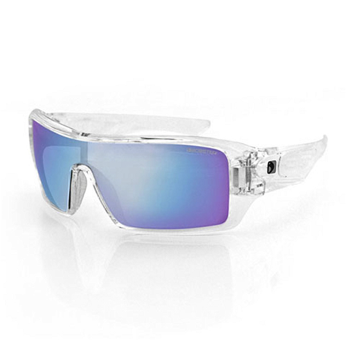 Bobster Paragon Gloss Crystal Frame Smoked Cyan Mirror Lens Sunglasses