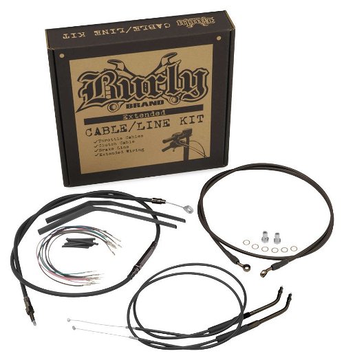 Burly Brand T-Bar Cable and Brake Line Kit 14" Non-ABS Black - B30-1201