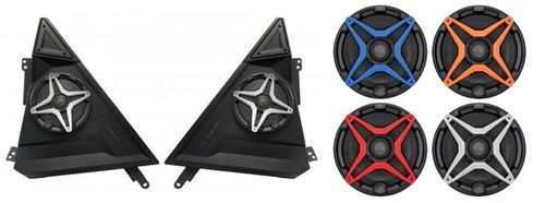SSV Works Front 6.5" Speaker Pods With Orange Grilles For Polaris Slingshot 15-21
