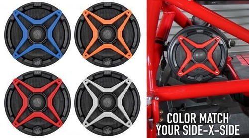 SSV Works Front 6.5" Speaker Pods With Orange Grilles For Polaris Slingshot 15-21