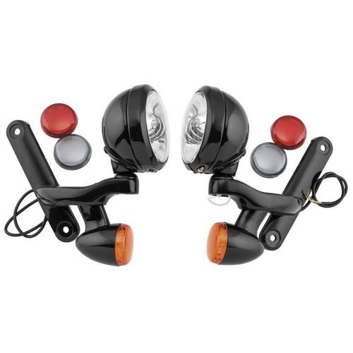 Letric Lighting Passing Lamps With Brackets & Turn Signals, Black/Chrome 4.5"