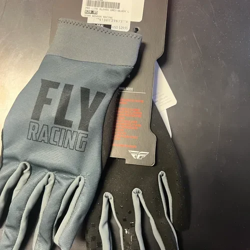 Fly Racing Pro Lite Gloves Grey/Black Men's Size Large