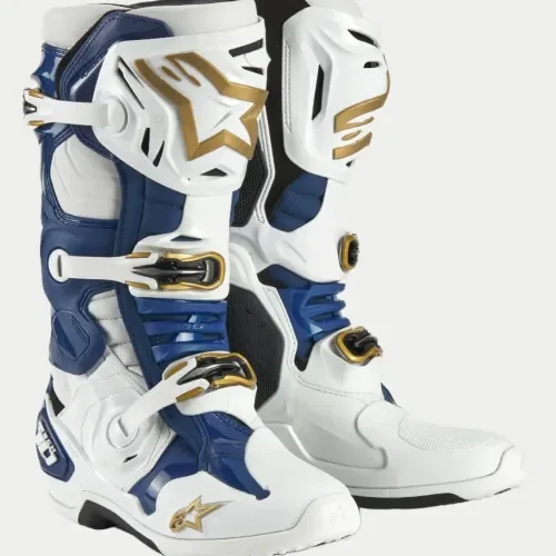 Alpinestars Tech 10 Dress Whites Tropical LE Boots White/Dark Blue/Gold Size 10