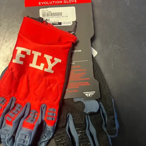 Fly Racing Evolution DST Gloves Red/Grey Men's Size Large