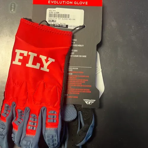 Fly Racing Evolution DST Gloves Red/Grey Men's Size Medium 