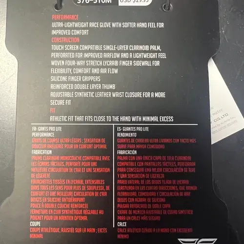 Fly Racing Men’s Pro Lite Gloves Black Men's Size Medium 