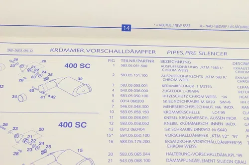 1998 Ktm 400 / 620 LC4 Chassis Spare Part Number Manual Book 9681