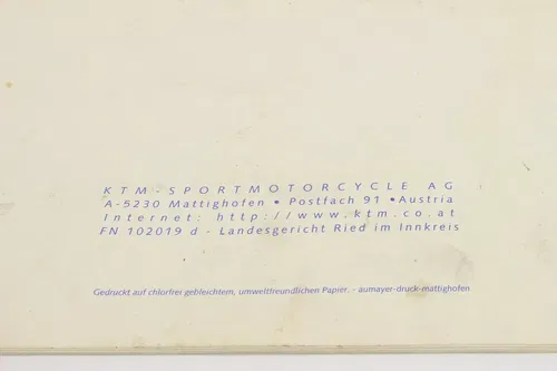 1998 Ktm 400 / 620 LC4 Chassis Spare Part Number Manual Book 9681