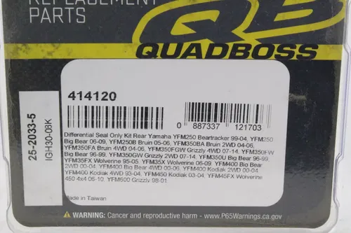2000 Yamaha Big Bear 400 Yfm400 Rear Differential Seal Kit k7248