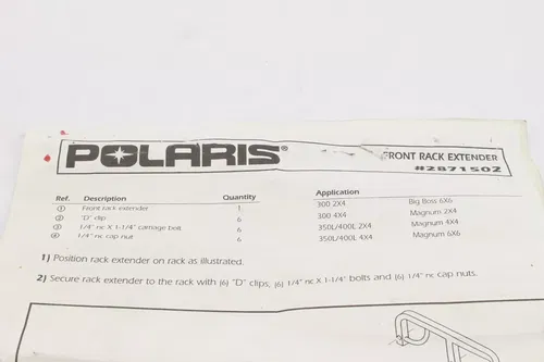 NEW 90-99 Polaris Big Trail Boss Magnum Front Carrier Rack Extender Kit 2688