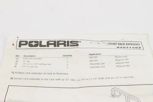 NEW 90-99 Polaris Big Trail Boss Magnum Front Carrier Rack Extender Kit 2688