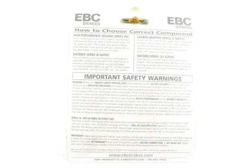 EBC High Performance Sintered Triumph Brake Pads FA215 2688