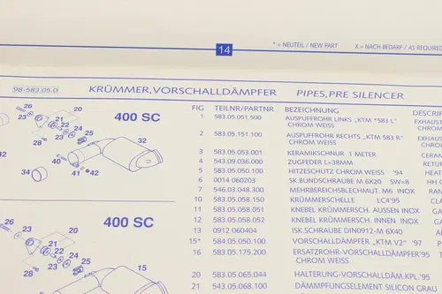 1998 Ktm 400 / 620 LC4 Chassis Spare Part Number Manual Book 9681