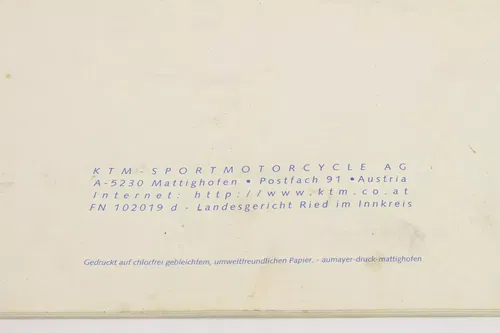 1998 Ktm 400 / 620 LC4 Chassis Spare Part Number Manual Book 9681