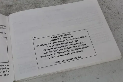 1986 Yamaha Radian YX600 W WC Owners Manual YX 600 86