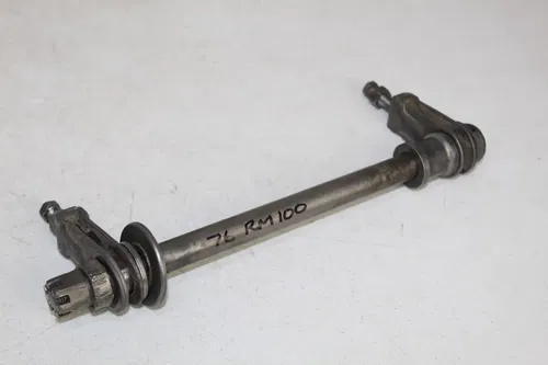 1976 Suzuki RM100 Rear axle with spacers and chain adjusters RM 100 76