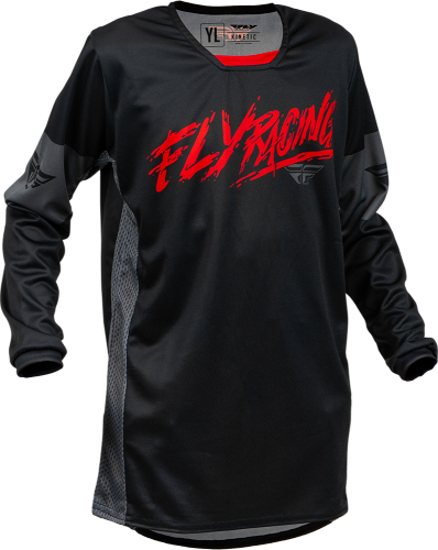 FLY RACING YOUTH KINETIC KHAOS JERSEY BLACK/RED/GREY 