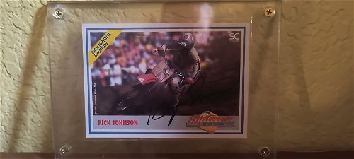 1988 Oversized 5x7 Autographed Rick Johnson Baseball Card. SC Racing Honda HRC