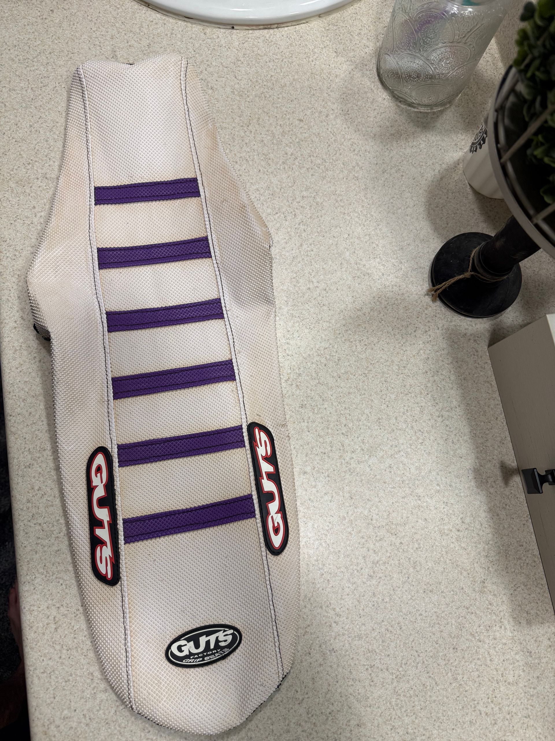 White And Purple Guts Seat Cover