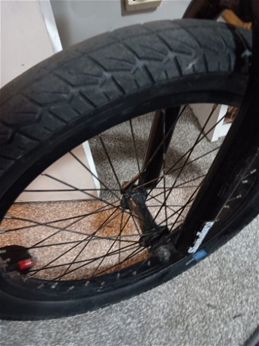 A broken bicycle tire