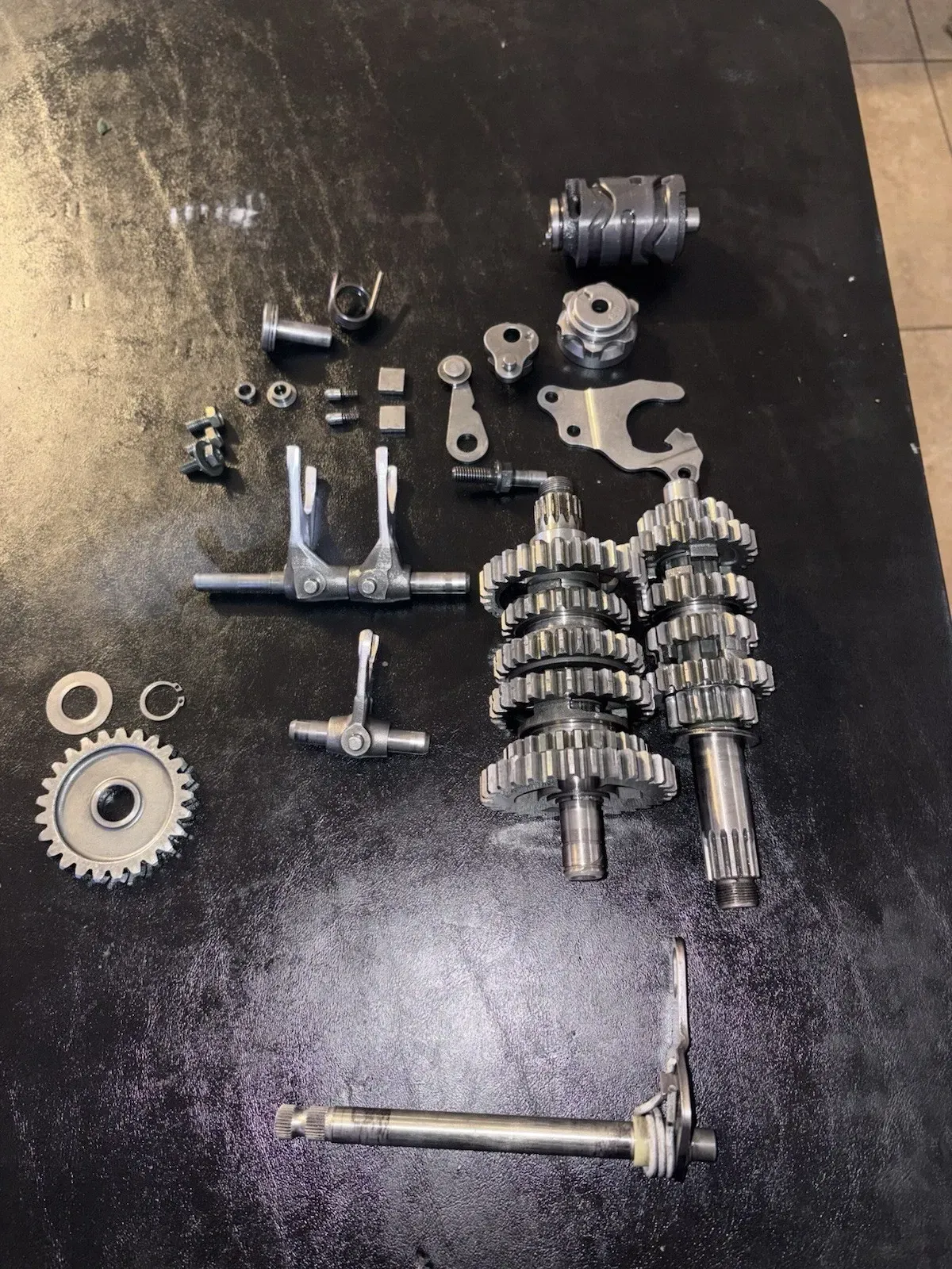 1997 97-99 YZ125 YZ 125 Transmission Gearbox Main Counter Shaft Shift Fork Drum