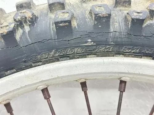 1989 Honda CR125R Front Wheel 21 Inch Hub Tire Black Rim OEM Rotor 446A5-KZ4-000