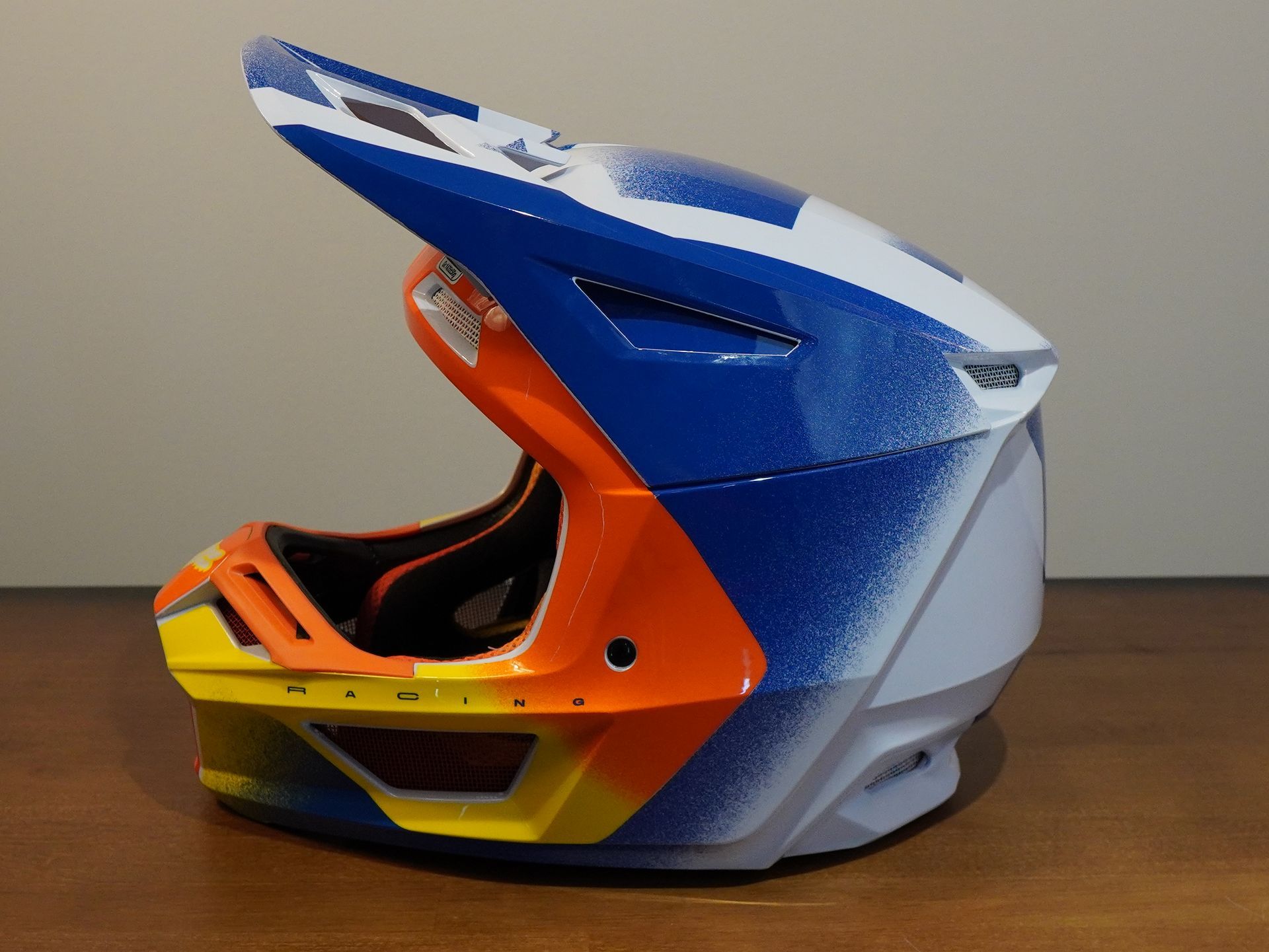 FOX V2 RKANE HELMET ORG/BLU S