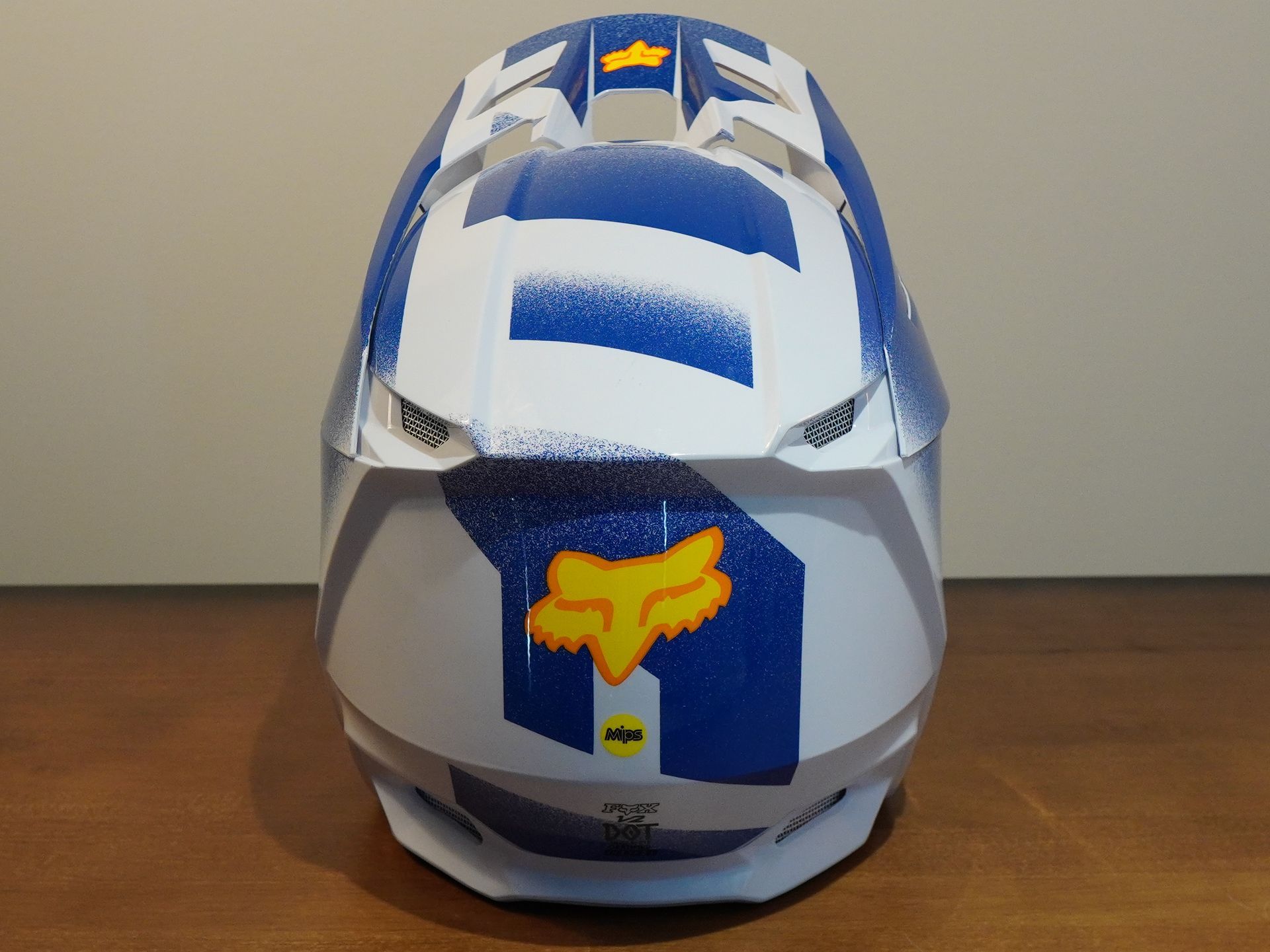 FOX V2 RKANE HELMET ORG/BLU S