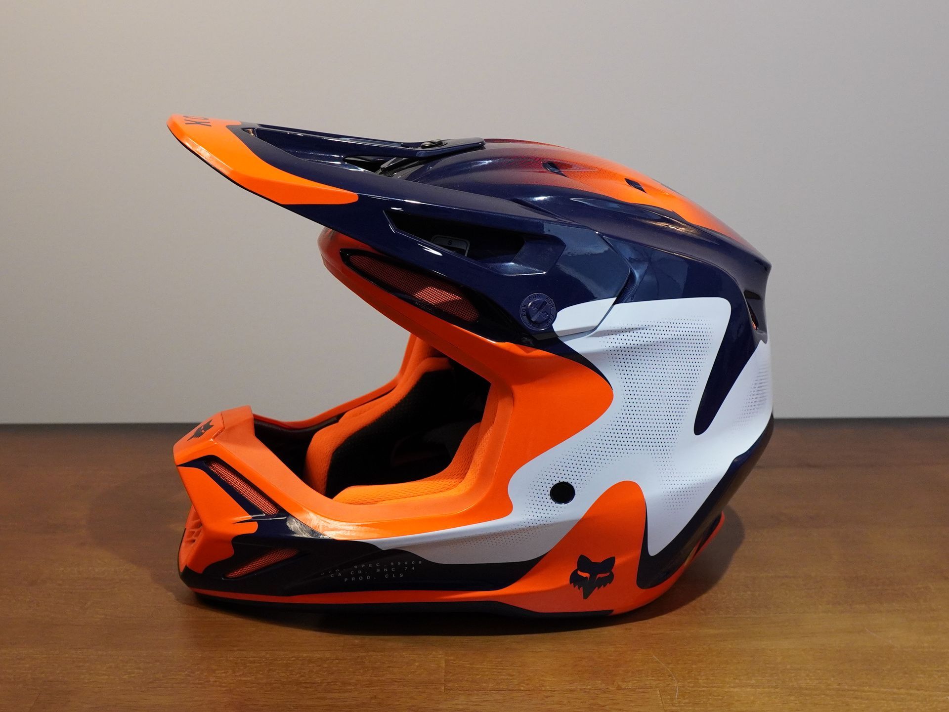 FOX V3 REVISE HELMET NVY/ORG S