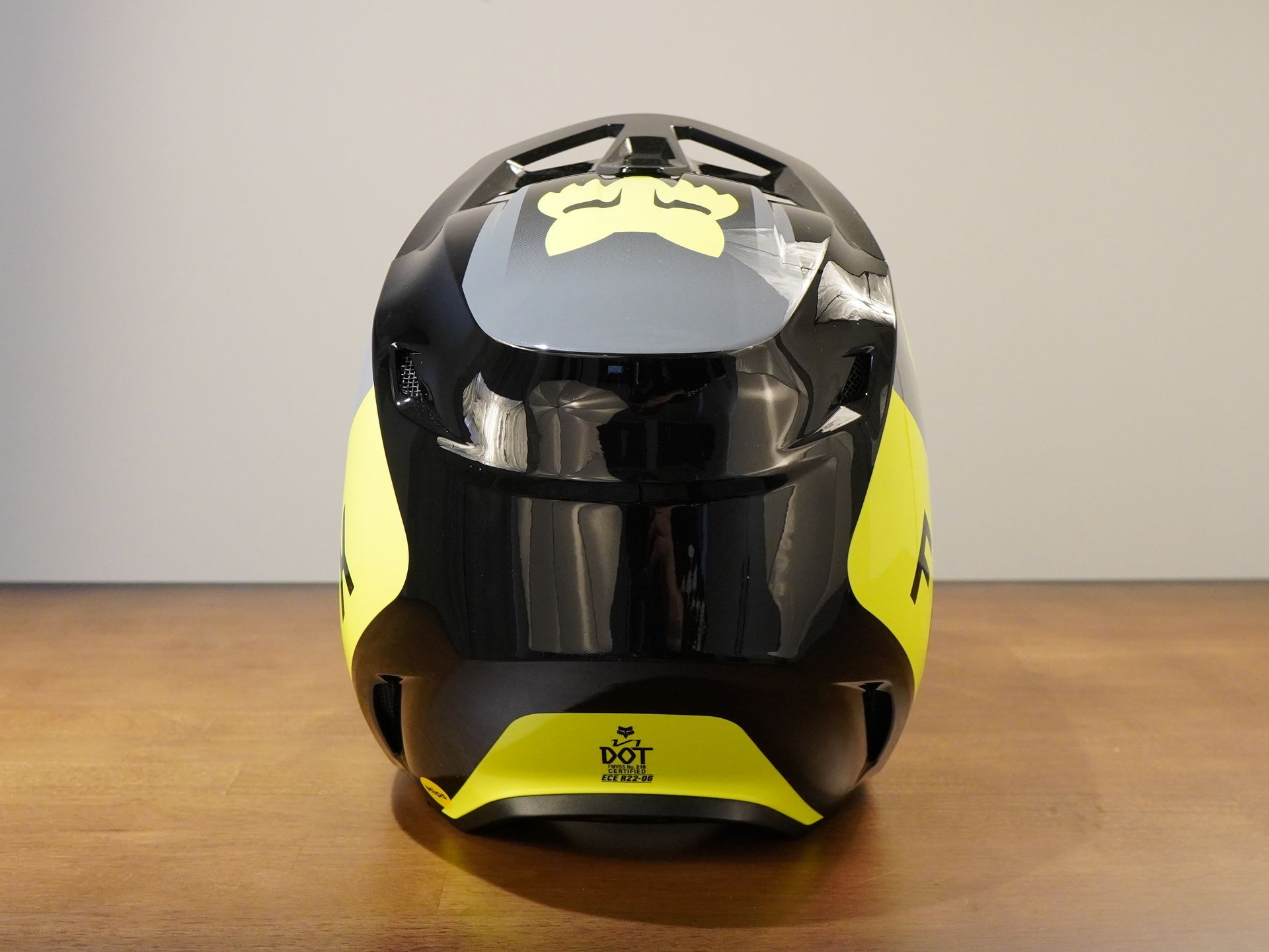 FOX V1 LEAN HELMET GRY/YEL (S)