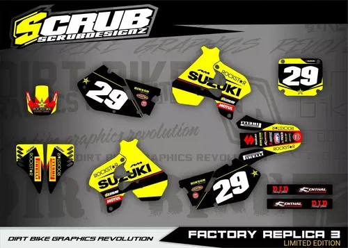 RM250 graphics SCRUB Suzuki decals kit 1996 1997 1998 RM 250