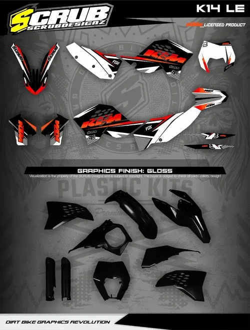 Plastics + Graphics applied KTM EXC EXC-F 2008 2009 2010 2011 XC-W XCF-W