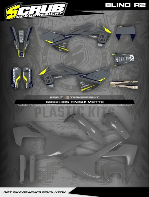 Plastics + Graphics Husqvarna TE FE 2017 2018 2019 Matte Grip