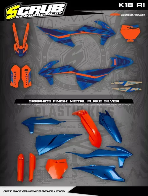 Plastics + Graphics KTM 2019-2022 SX SX-F XC XC-F applied decals metallic flake