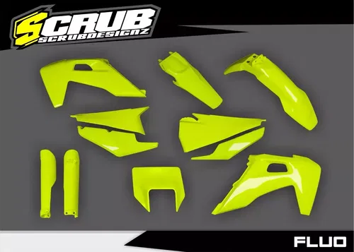 Plastics + Graphics Husqvarna TE FE 2020 2021 2022 2023 Neon yellow
