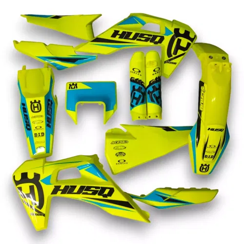 Plastics + Graphics Husqvarna TE FE 2020 2021 2022 2023 Neon yellow