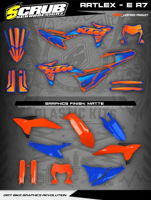 Plastics + Graphics KTM 2024 2025 XC-W XCF-W EXC EXC-F Orange Blue Restyle