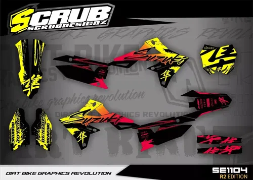 Plastics + Graphics RM Restyle Suzuki RM125 RM250 2004-2008  fitted decals