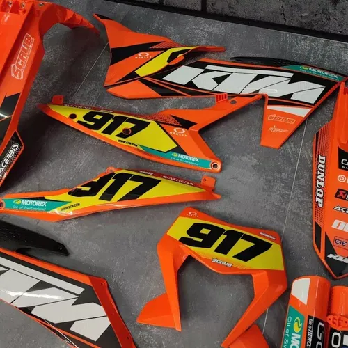 Plastics + Graphics applied KTM 2024 2025 EXC EXC-F XC-W XCF-W XW-F race number