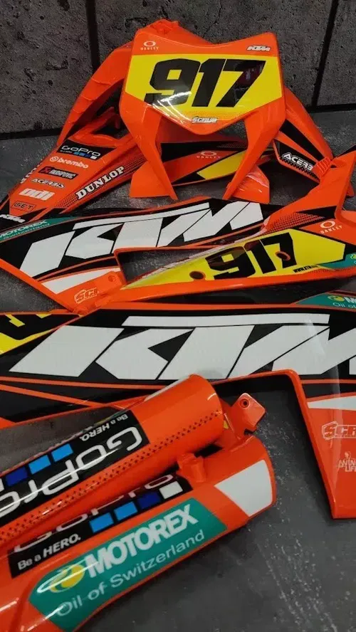 Plastics + Graphics applied KTM 2024 2025 EXC EXC-F XC-W XCF-W XW-F race number