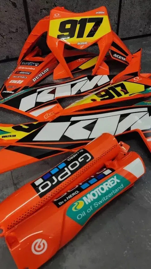 Plastics + Graphics applied KTM 2024 2025 EXC EXC-F XC-W XCF-W XW-F race number