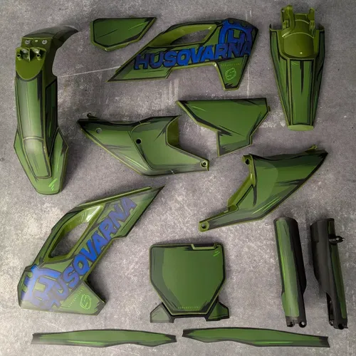 Plastics + Graphics Husqvarna 2023 2024 TC FC FX TX CAMO ARMY MILITARY GREEN
