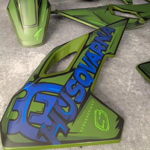 Plastics + Graphics Husqvarna 2023 2024 TC FC FX TX CAMO ARMY MILITARY GREEN