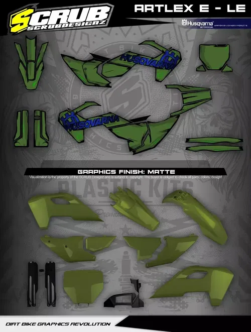 Plastics + Graphics Husqvarna 2023 2024 TC FC FX TX CAMO ARMY MILITARY GREEN