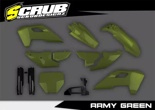 Plastics + Graphics Husqvarna 2023 2024 TC FC FX TX CAMO ARMY MILITARY GREEN