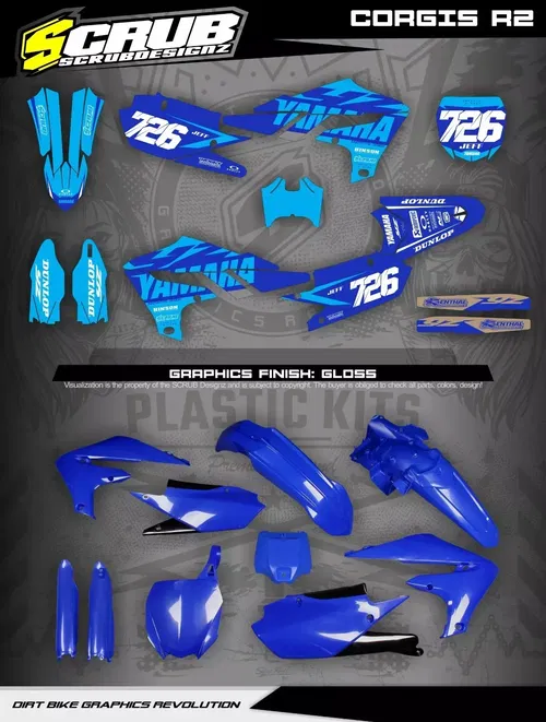 Plastics + Graphics Yamaha YZ450F 2018-2022 YZ250F 2019-2023 Race number + Name
